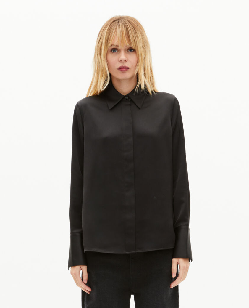 The Kooples WOMEN BLACK black satin shirt