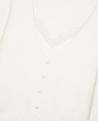 The Kooples DAMEN LIGHT BEIGE pullover mit trompe l'oeil-effekt und spitze ecru