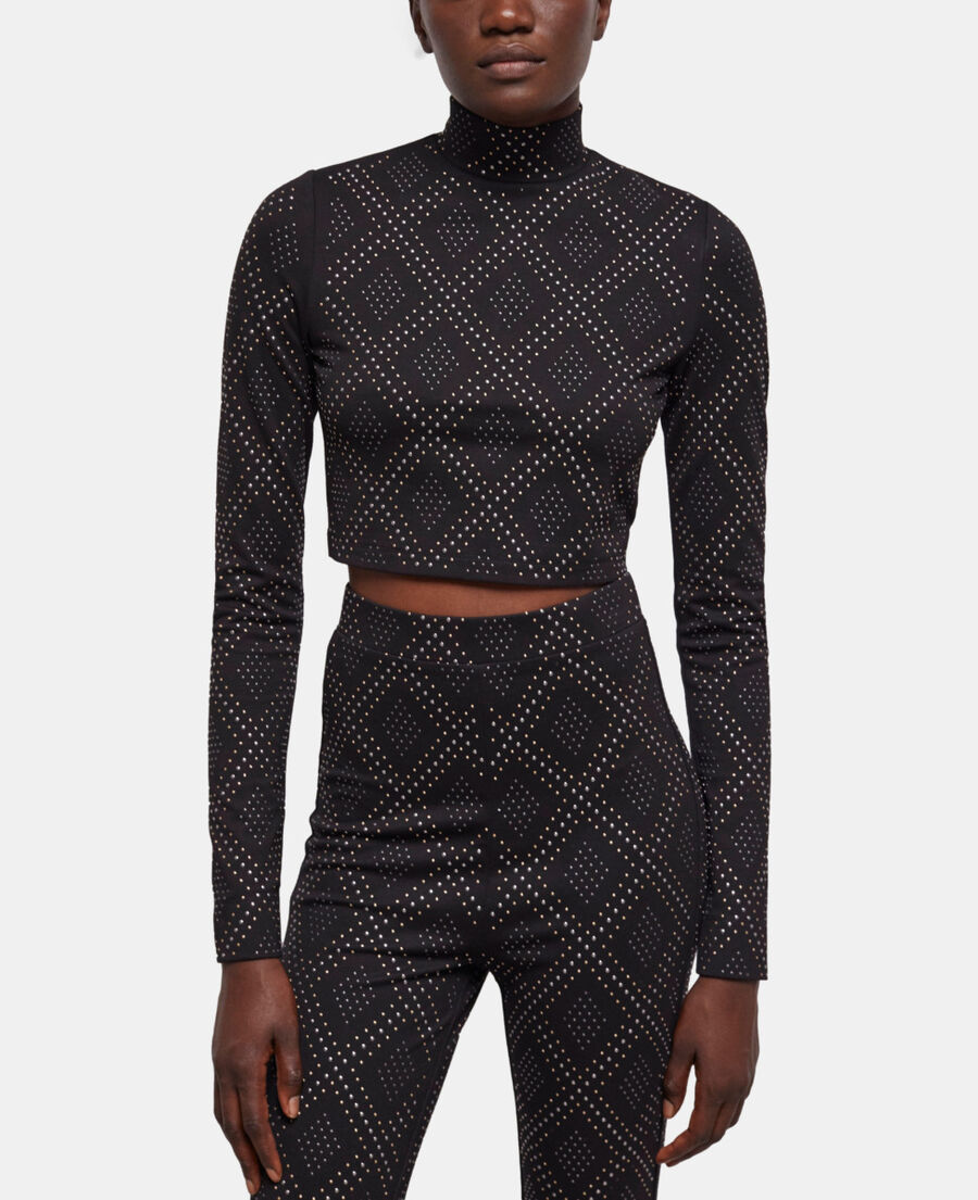 top à strass noir
