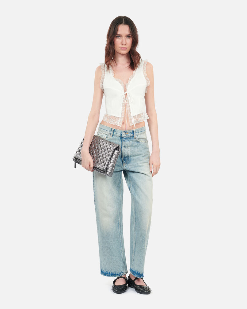 The Kooples FEMME ECRU top sans manches avec dentelle écru