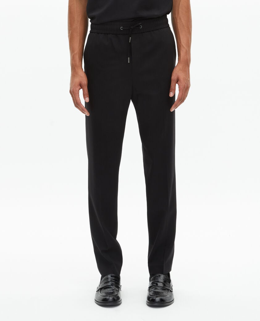 The Kooples HERREN BLACK gerade, elastische hose aus schwarzer wolle