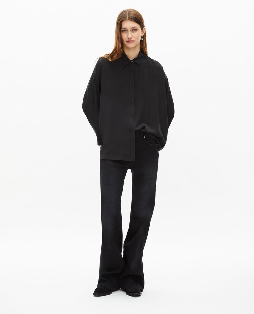 The Kooples FEMME BLACK chemise ample en soie lavée noire