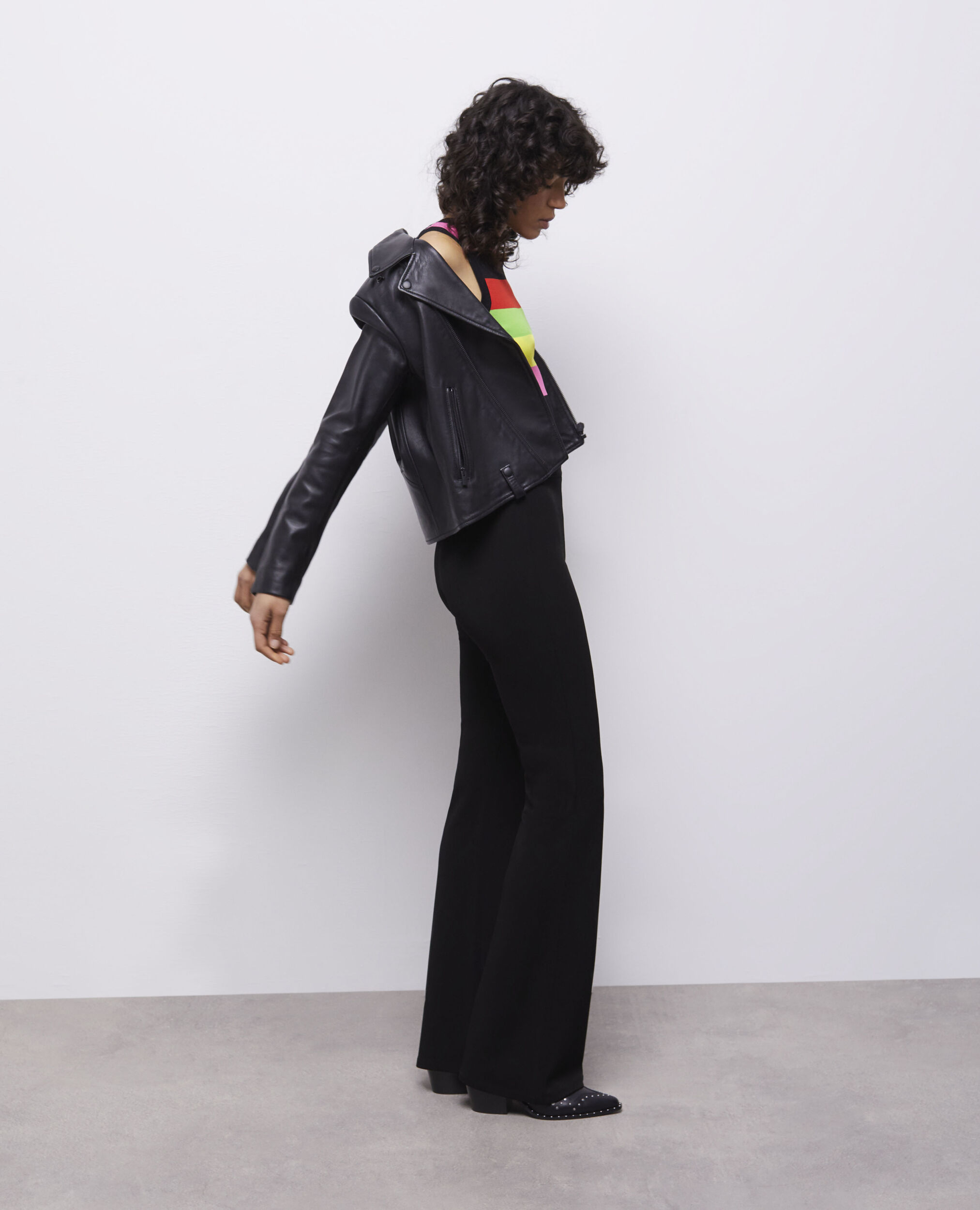 Flared black pants, BLACK, hi-res image number null