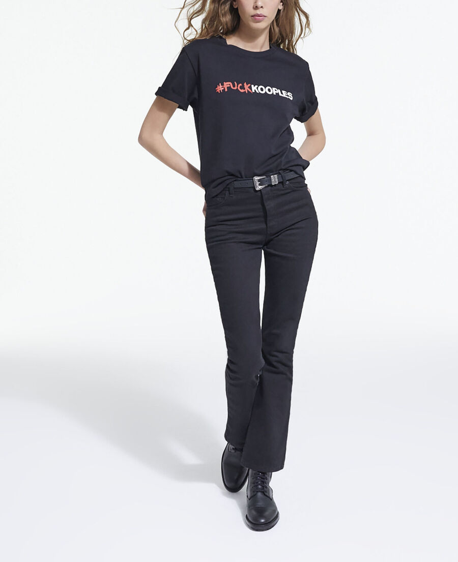 black t-shirt with logo
