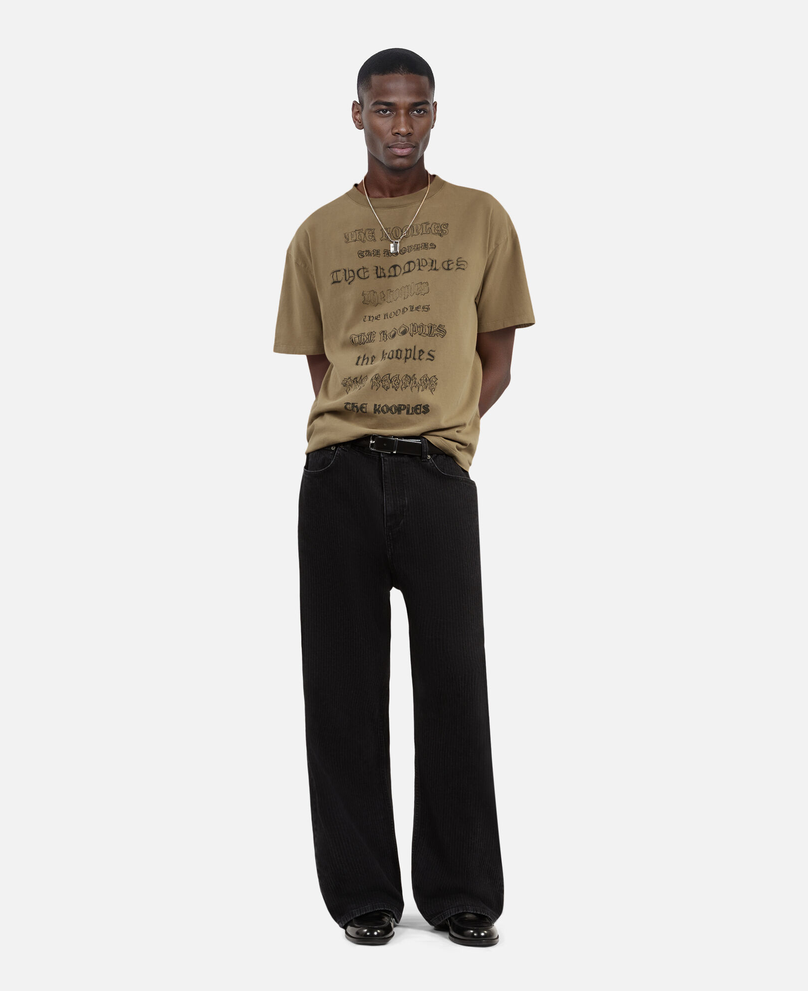 The Kooples HOMME LIGHT BROWN t-shirt à sérigraphie marron