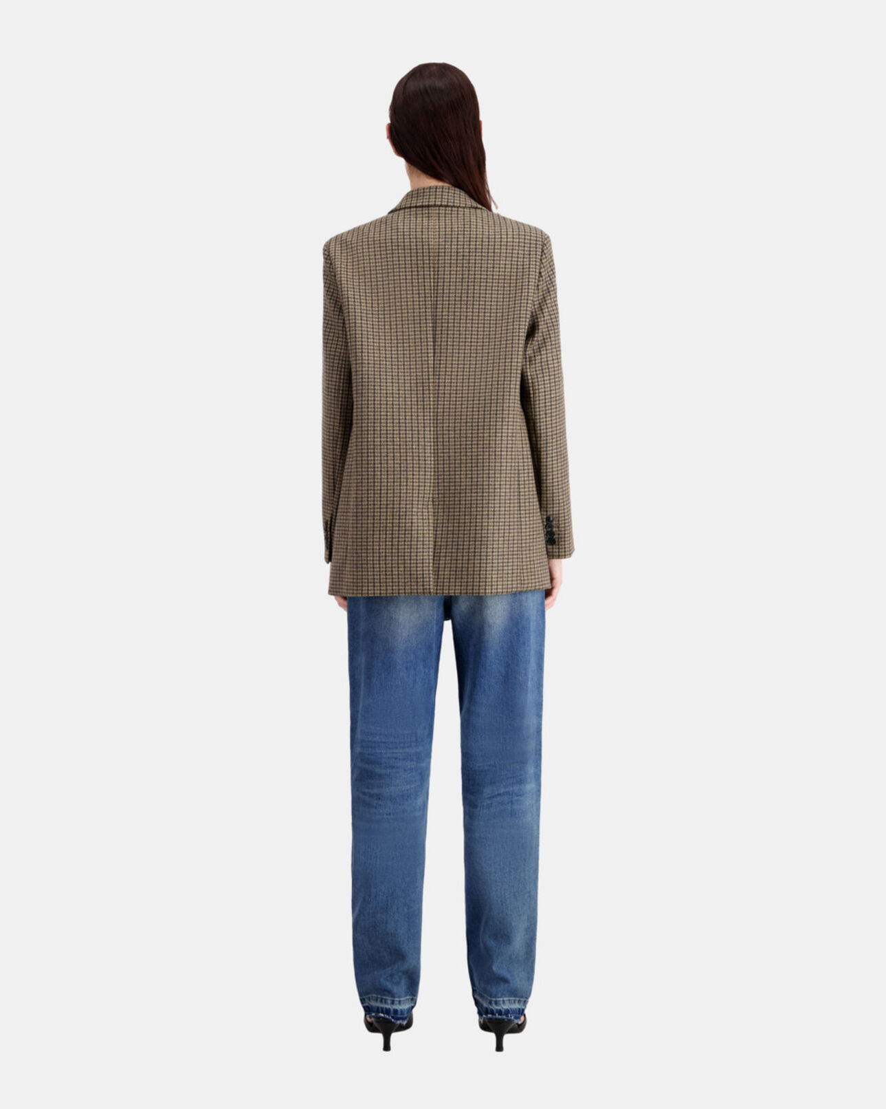 The Kooples WOMEN BEIGE-BROWN brown checkered blazer