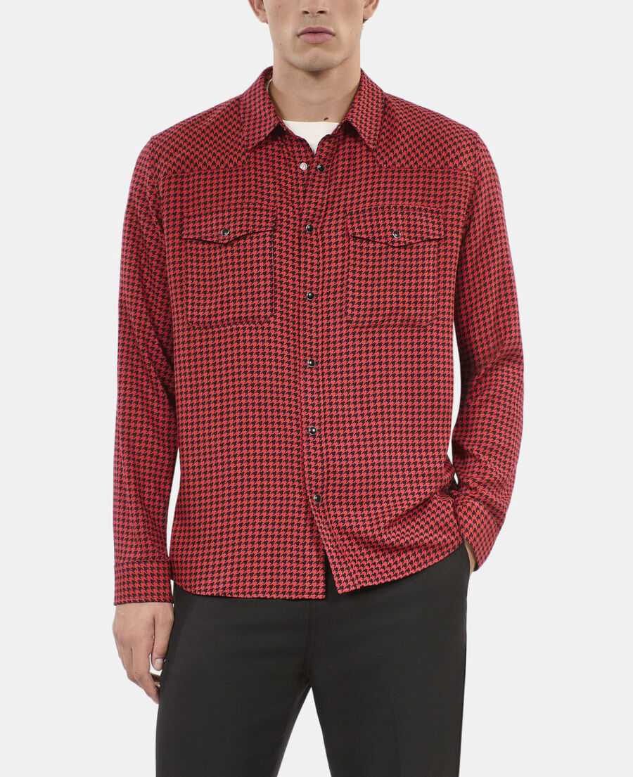 The Kooples HERREN BLACK - RED hemd mit schwarz-rotem hahnentrittmuster