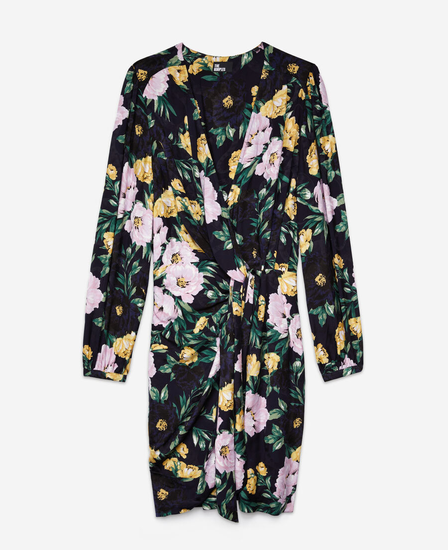 The Kooples WOMEN LIGHT PINK / DARK NAVY short printed dress with draping