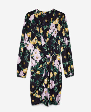 The Kooples WOMEN LIGHT PINK / DARK NAVY short printed dress with draping