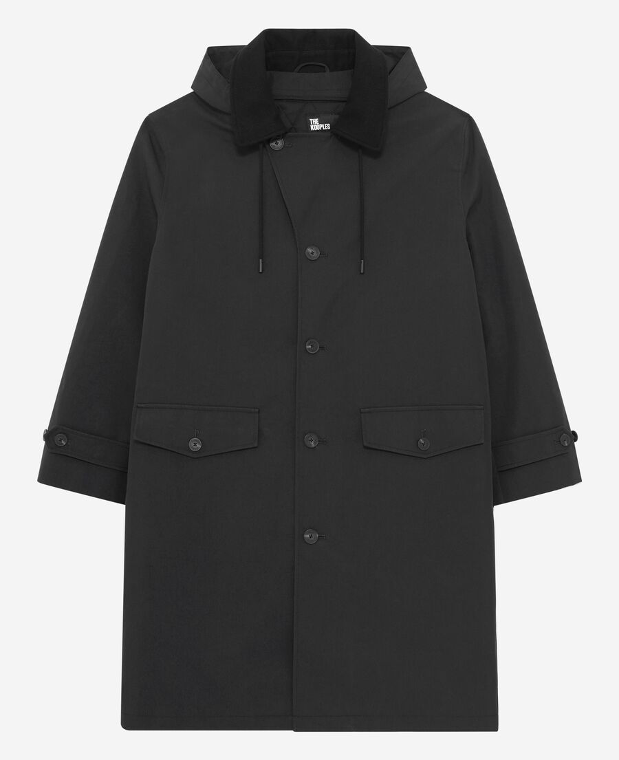 The Kooples MEN BLACK black hooded trench parka