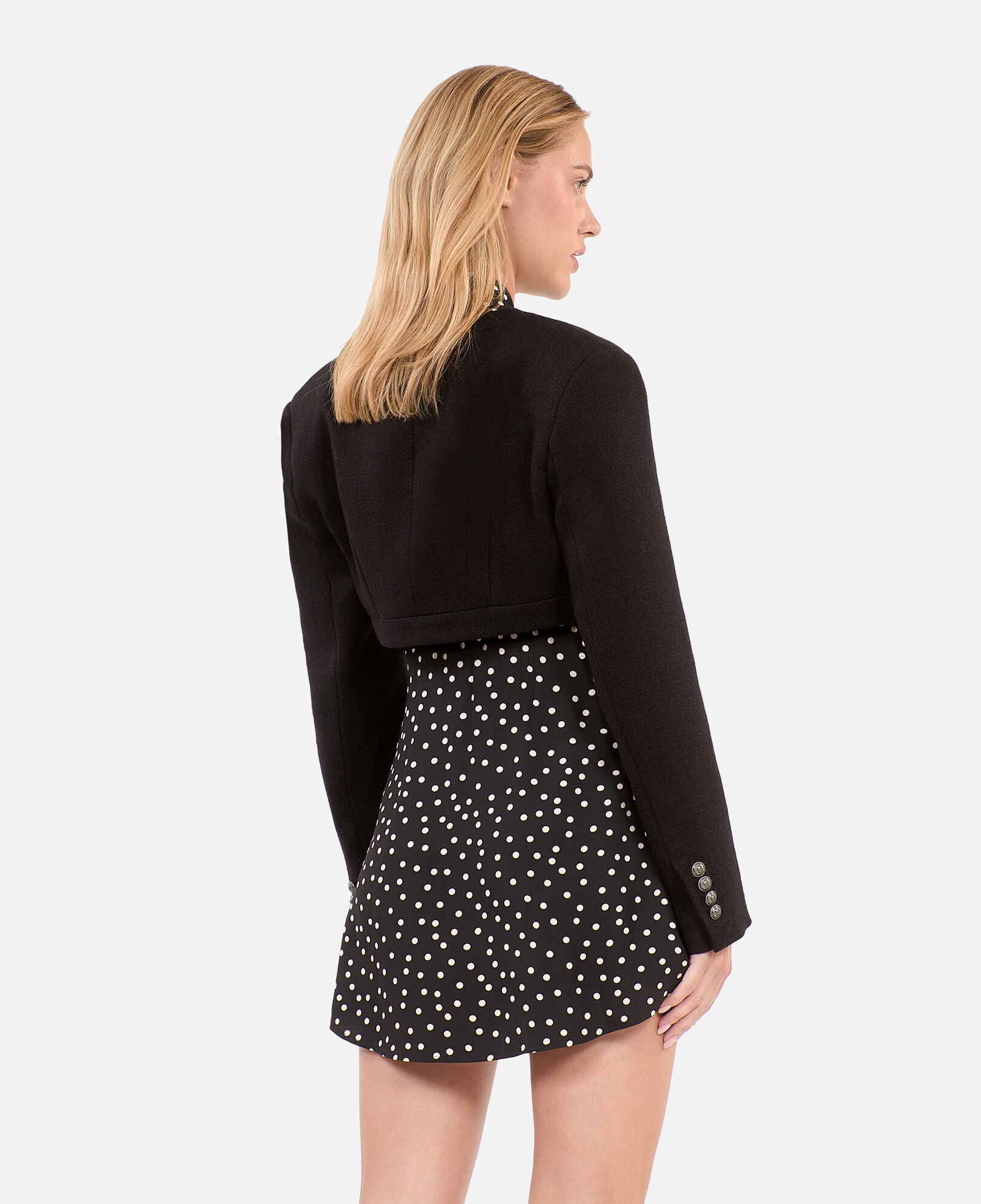 The Kooples FEMME BLACK veste en laine et coton noire