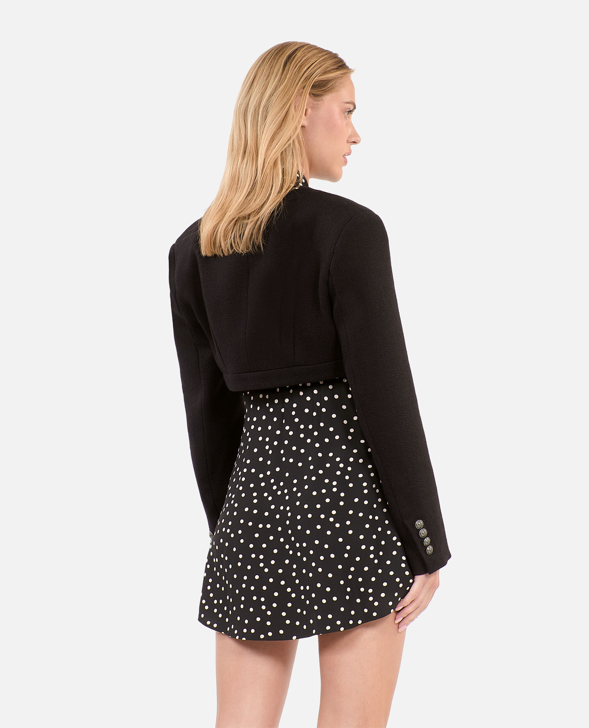 Veste en laine et coton noire, BLACK, hi-res image number null