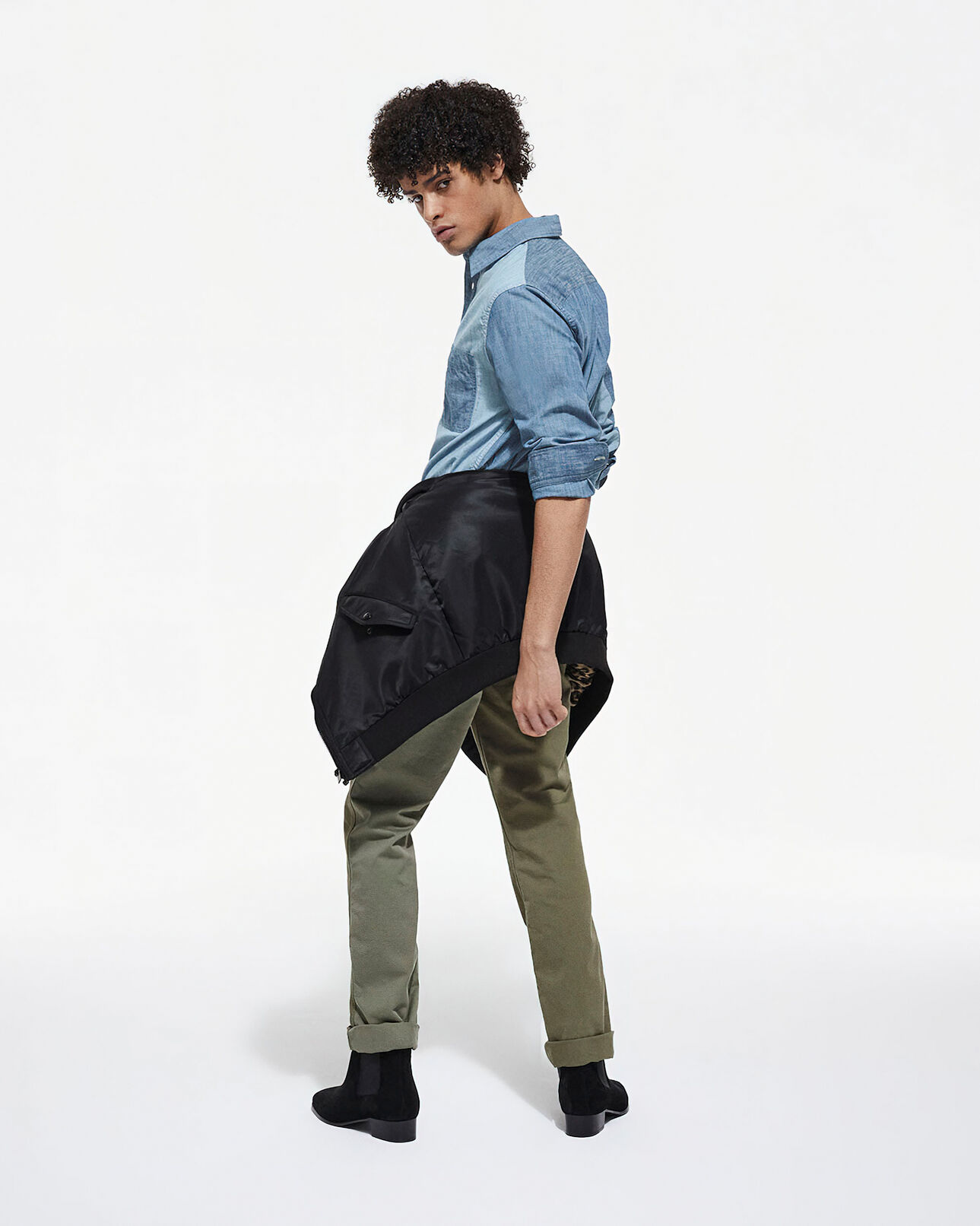 The Kooples HOMME CHAMBRAY BLUE chemise col classique en jean bleue