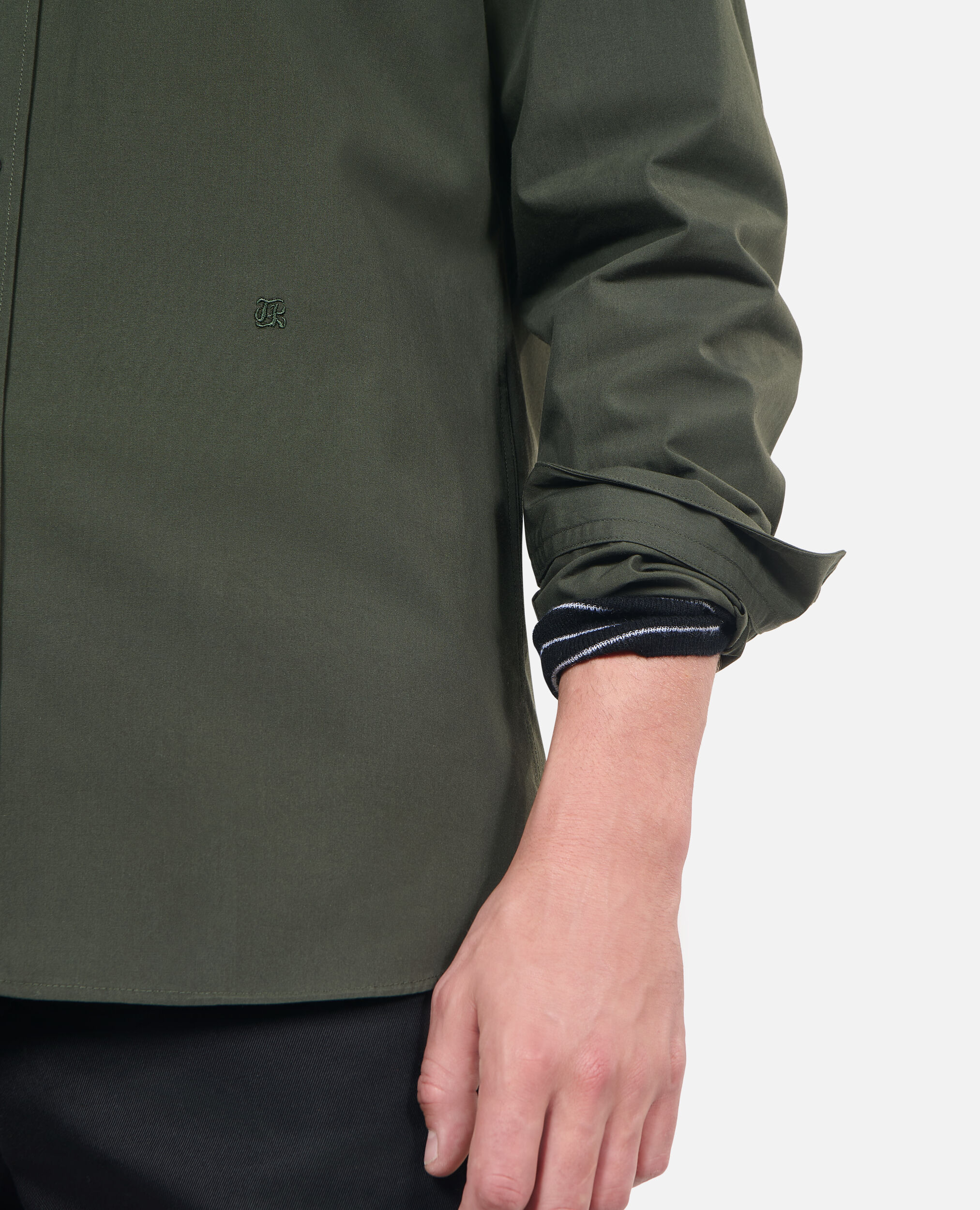 Khaki poplin shirt, DARK GREEN, hi-res image number null