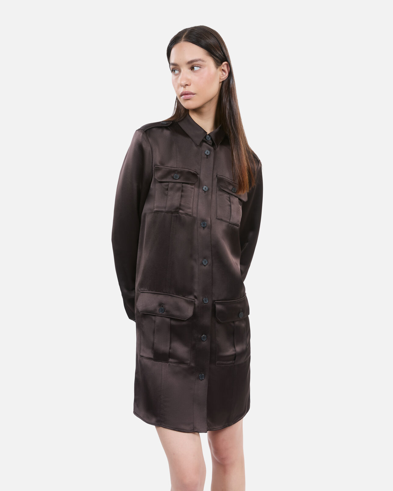 The Kooples DAMEN BROWN kurzes, braunes kleid im safari-stil