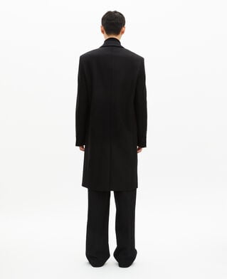 The Kooples H BLACK black leather lapel collar coat