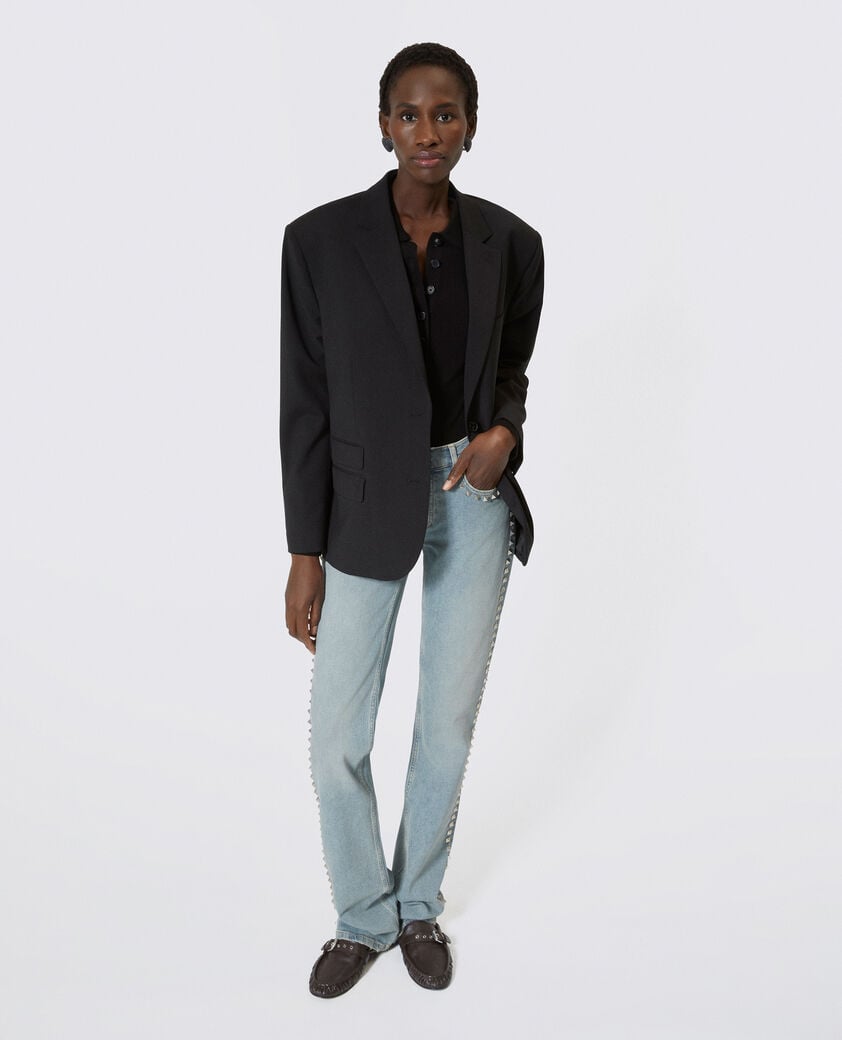 The Kooples WOMEN BABY BLUE long slim jeans with blue studs