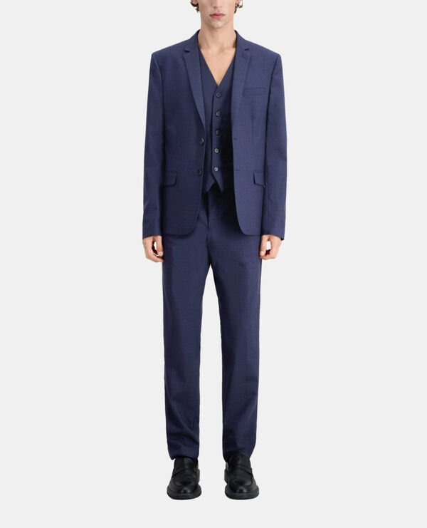 chaqueta traje azul marino lana micromotivos
