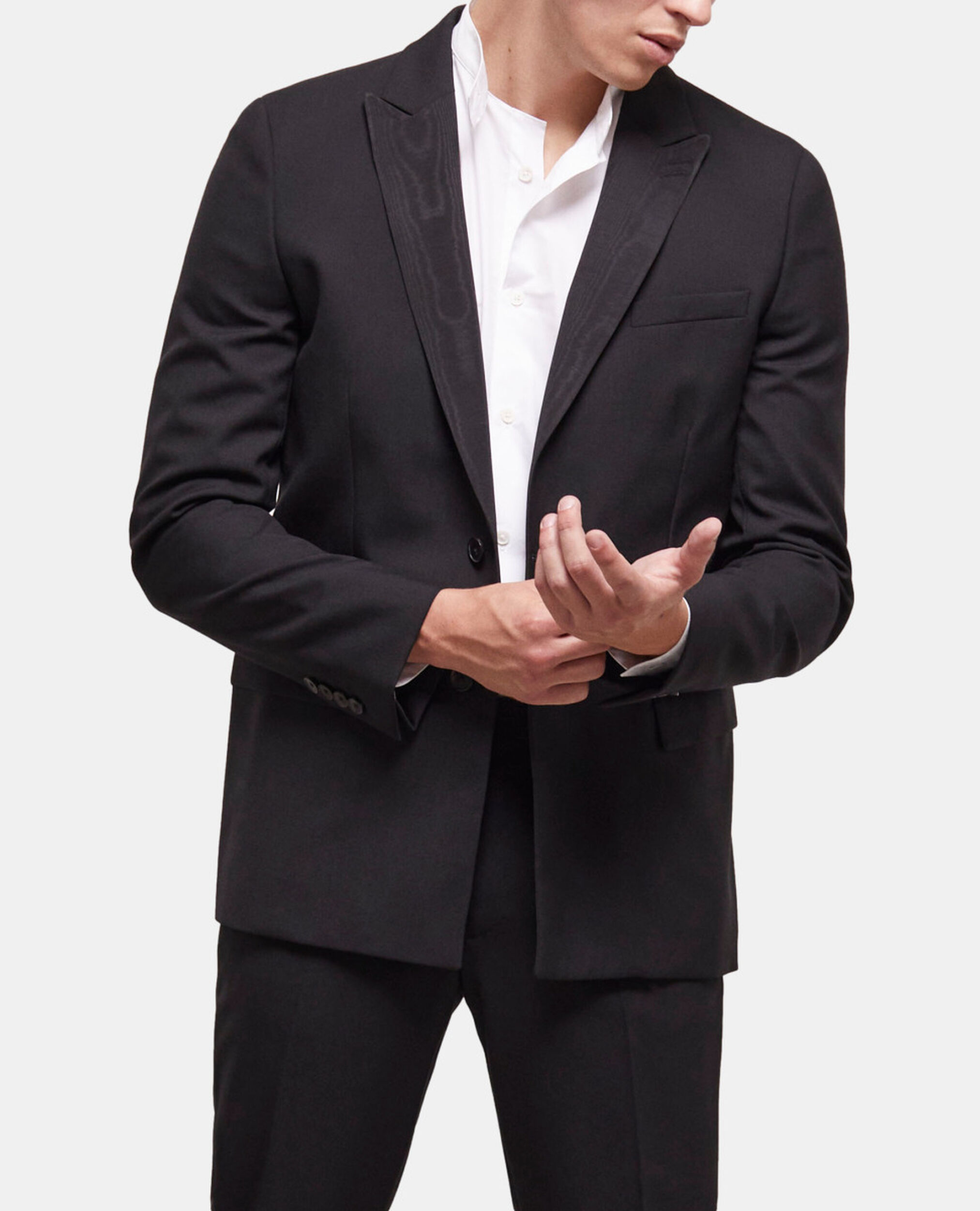 Black wool suit jacket, BLACK, hi-res image number null