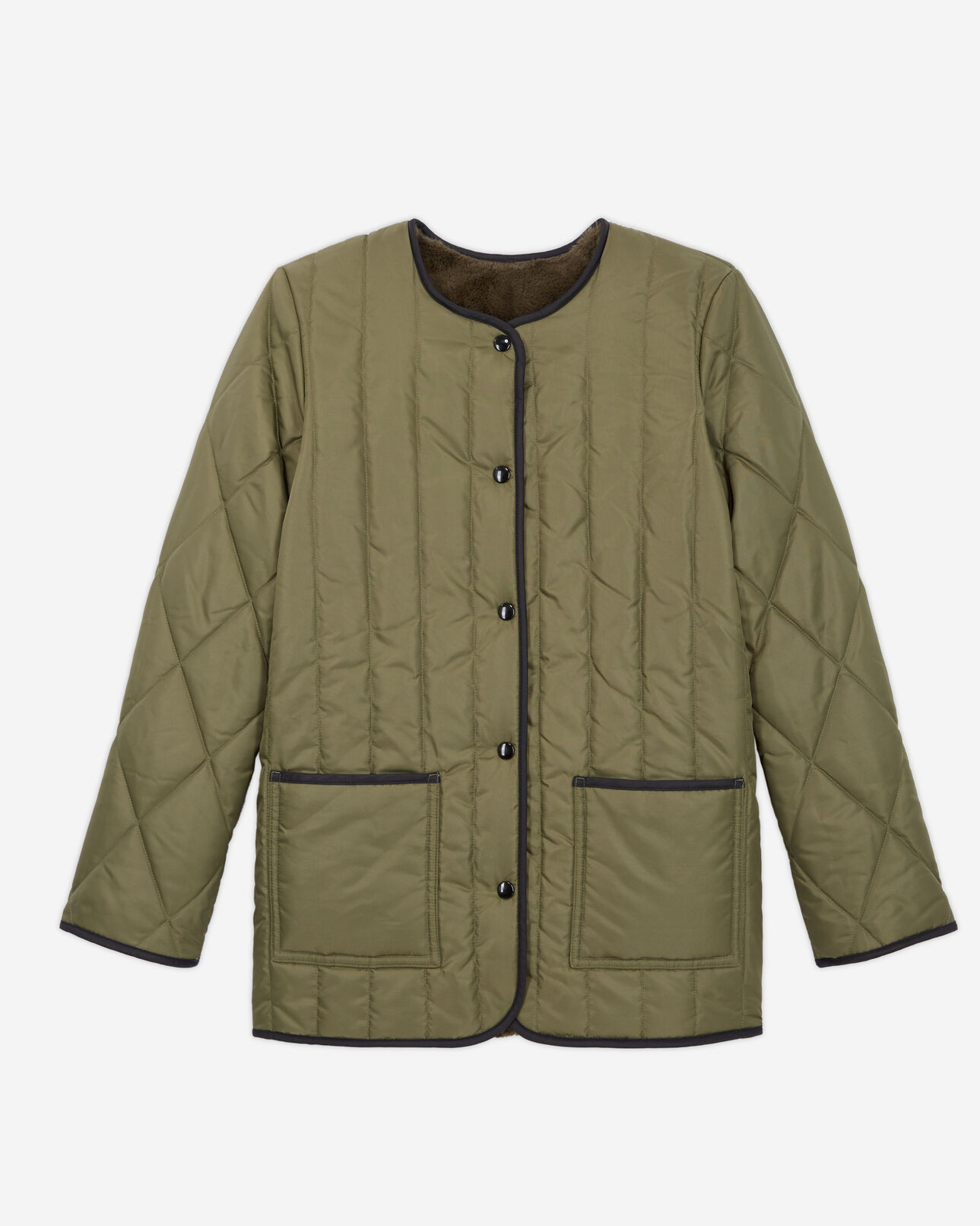 The Kooples WOMEN ALGUE khaki reversible faux fur jacket