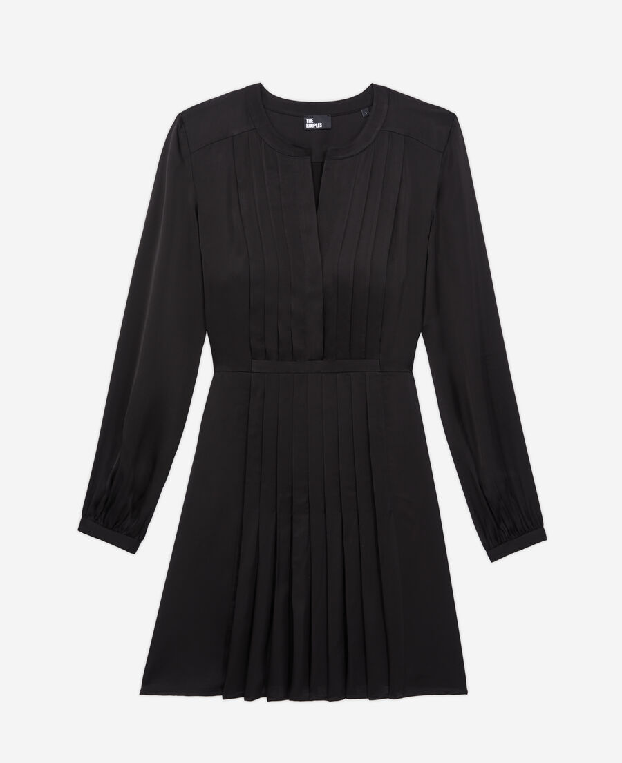 The Kooples FEMME BLACK robe courte noire avec plissage
