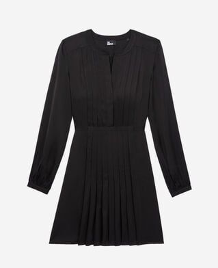 The Kooples FEMME BLACK robe courte noire avec plissage