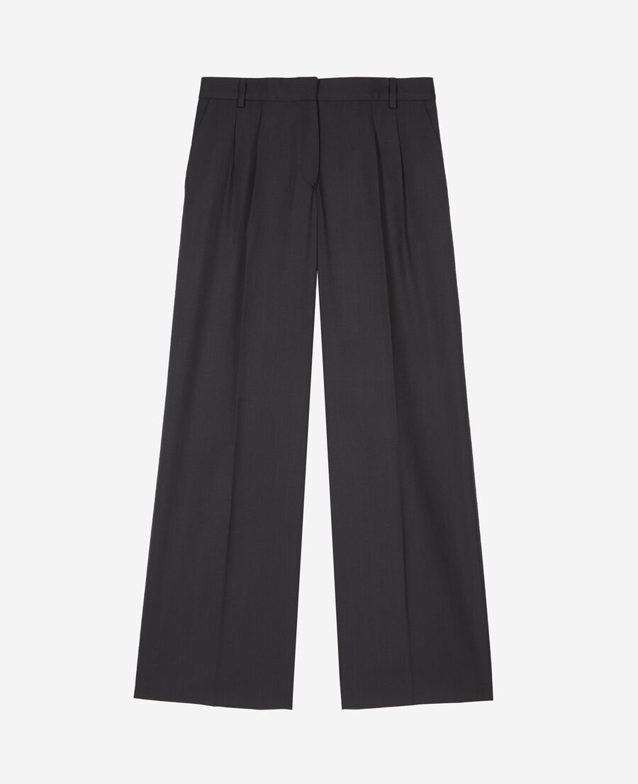 The Kooples F NAVY-RED wide-leg wool suit pants in navy stripes