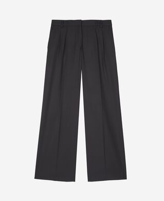 The Kooples F NAVY-RED wide-leg wool suit pants in navy stripes