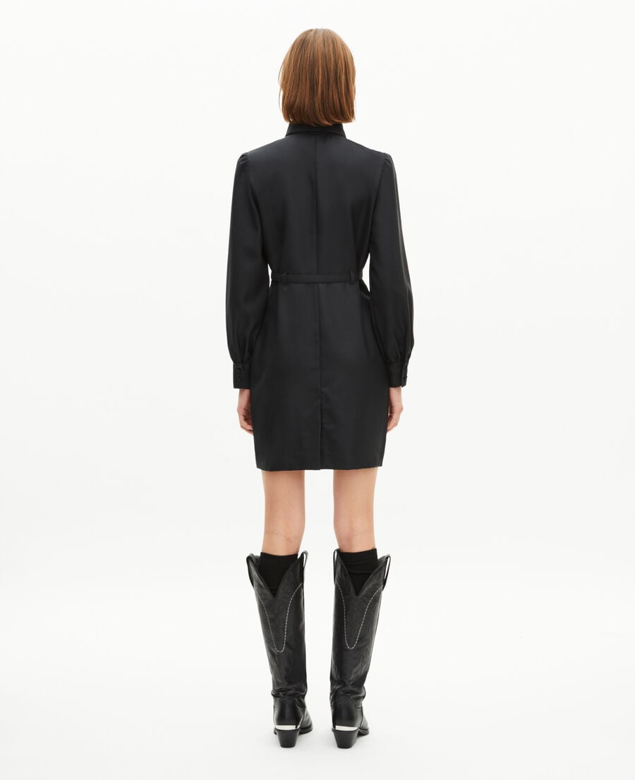 The Kooples FEMME BLACK robe courte en laine mélangée noire