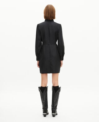The Kooples FEMME BLACK robe courte en laine mélangée noire