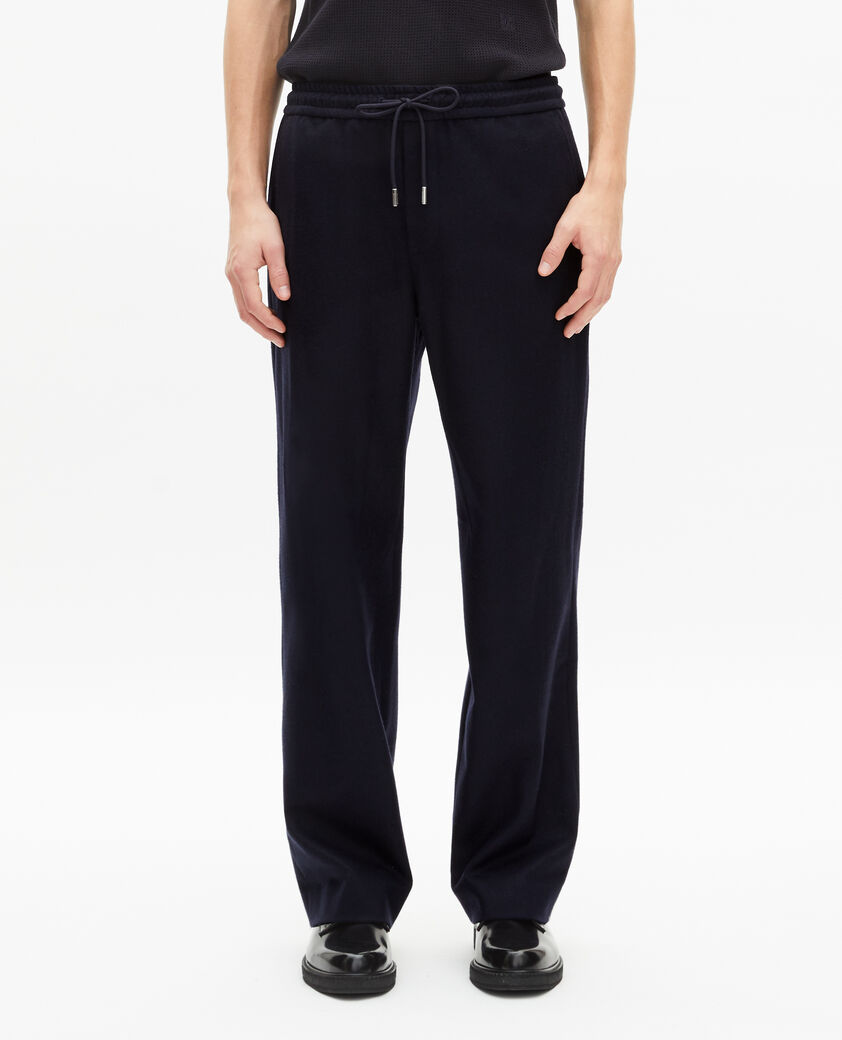 The Kooples HOMME NAVY pantalon large en laine marine