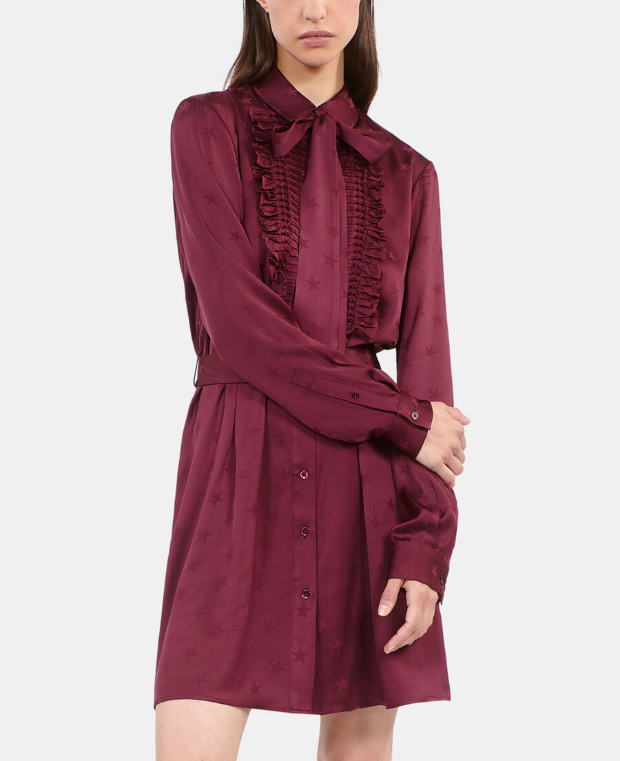 The Kooples WOMEN BURGUNDY burgundy jacquard short dress