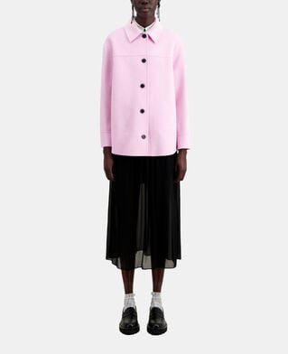 The Kooples FEMME PALE PINK veste type surchemise rose en laine
