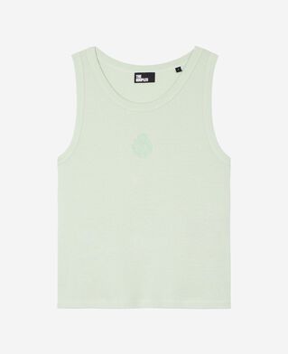 The Kooples WOMEN ALMOND GREEN cotton tank top with green coat of arms