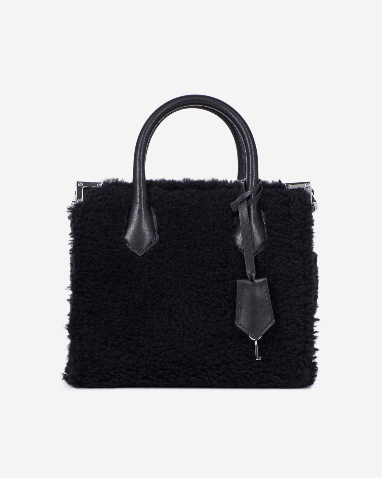 The Kooples FEMME BLACK sac ming en peau lainée noire