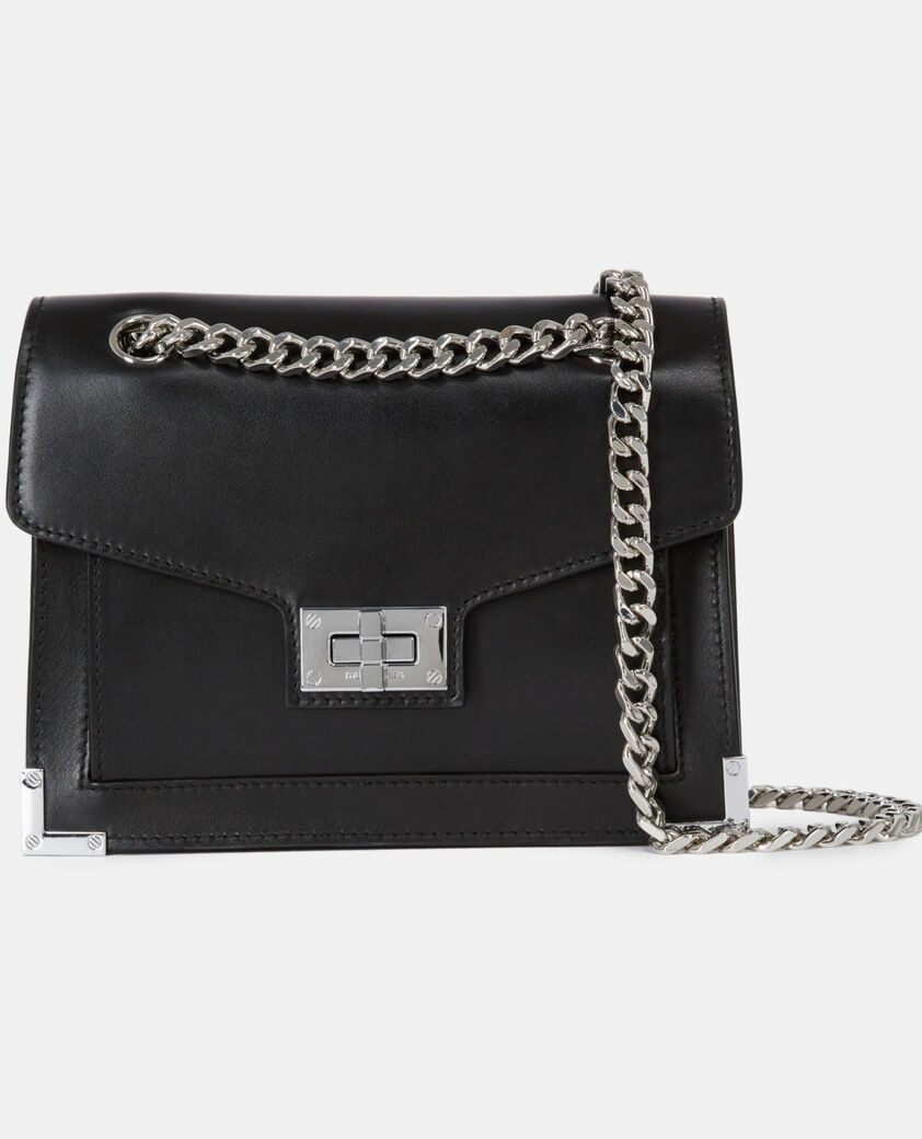 The Kooples WOMEN BLACK BRUT small emily chaine bag in black leather