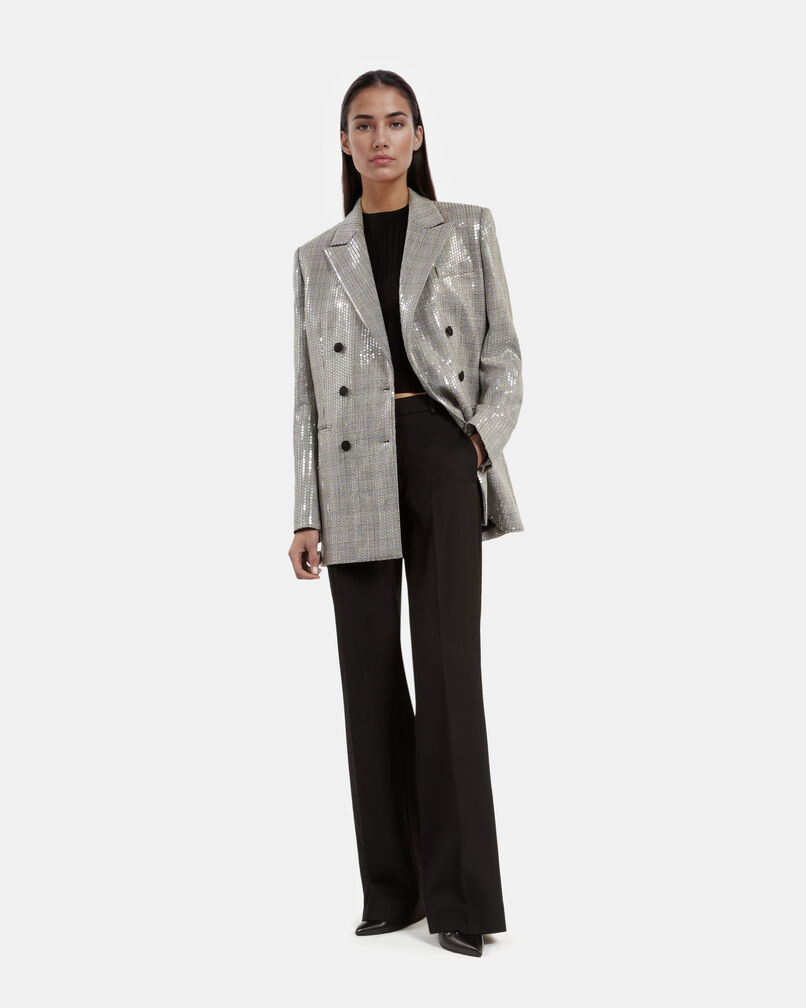 The Kooples FEMME GREY veste à sequins prince de galles grise