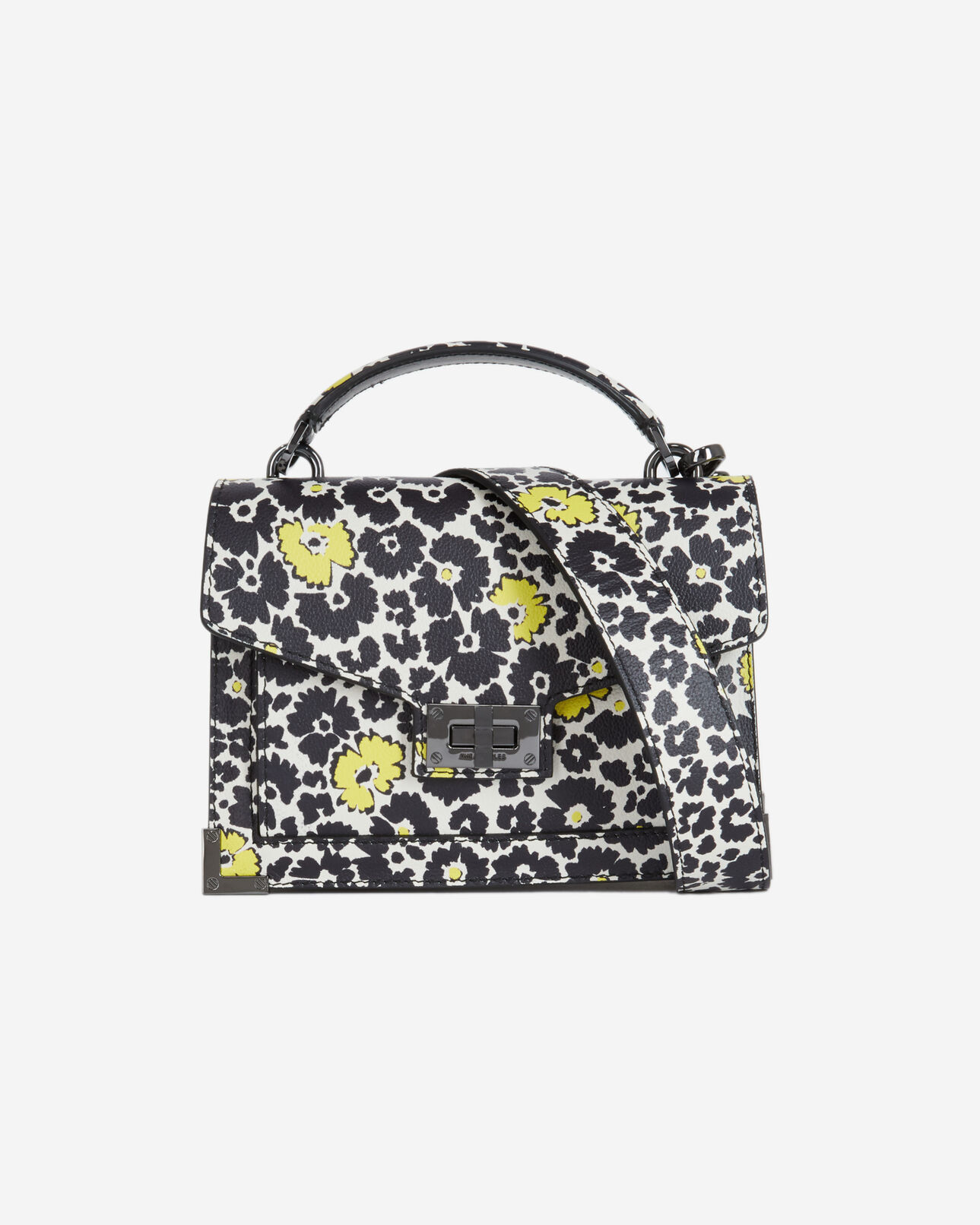 The Kooples WOMEN BLACK / YELLOW / WHITE small emily bag in printed leather