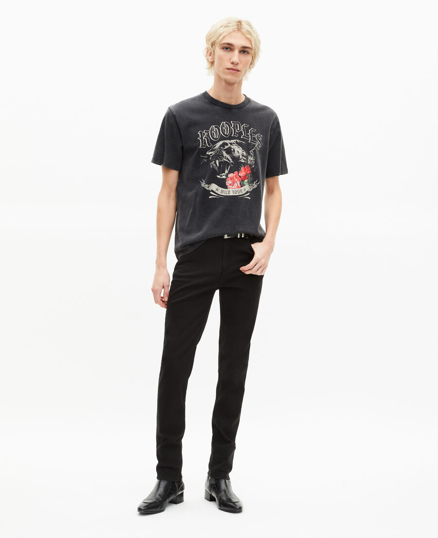 The Kooples H BLACK WASHED panther t-shirt, black