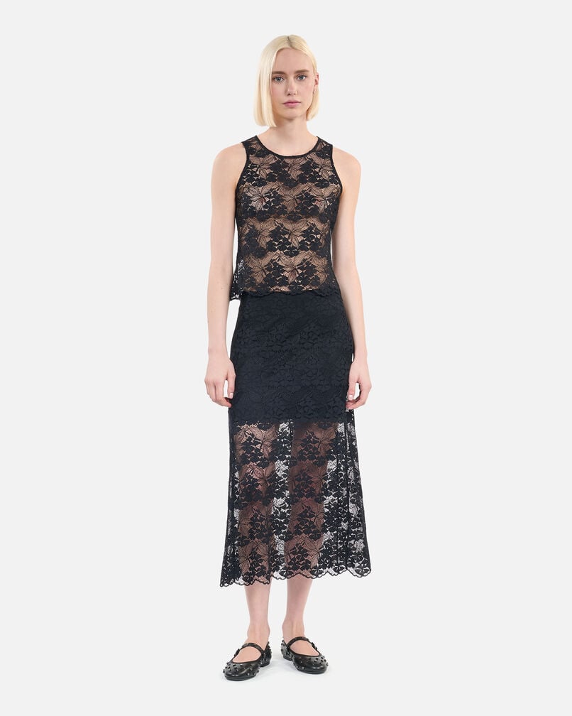 The Kooples FEMME BLACK jupe longue en dentelle noire