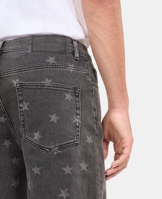 The Kooples MEN BLACK WASHED star printed straight-leg jeans