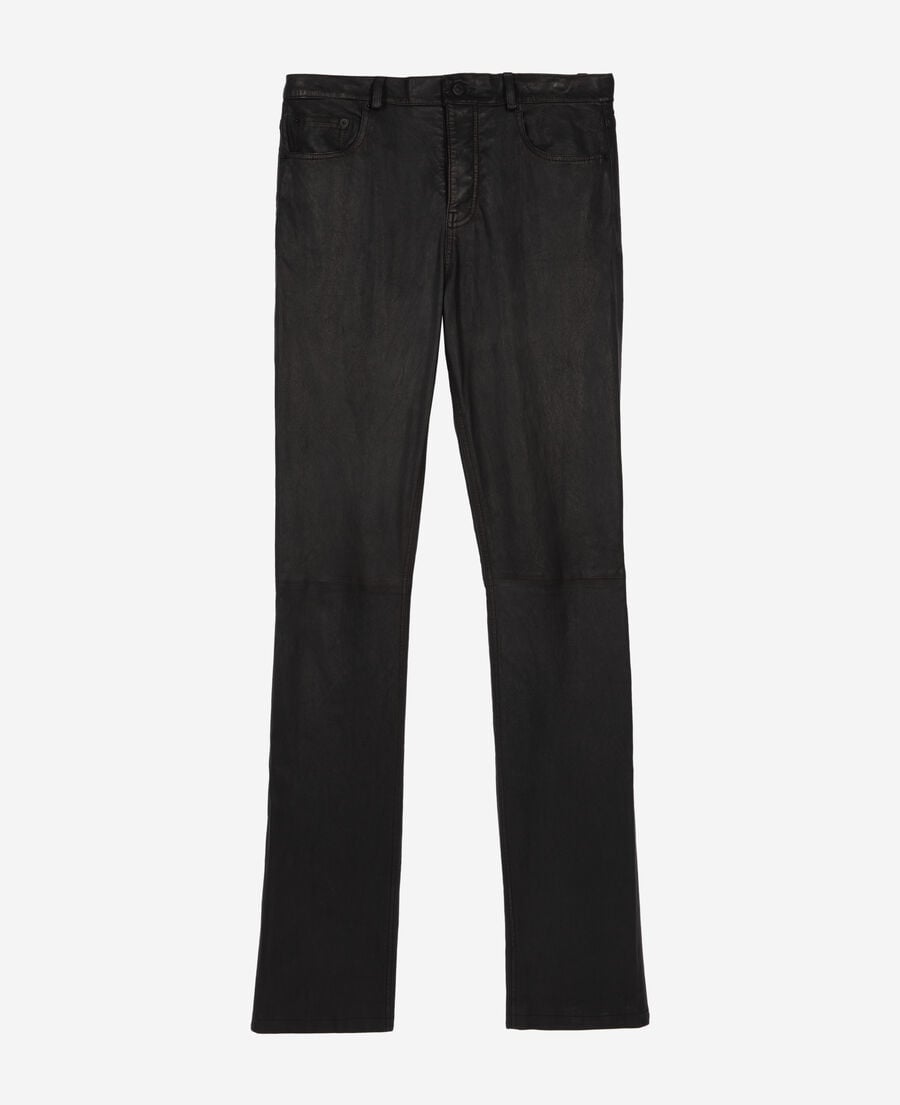 The Kooples MEN BLACK black leather slim-fit pants