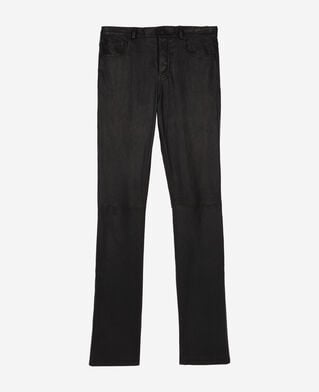 The Kooples MEN BLACK black leather slim-fit pants