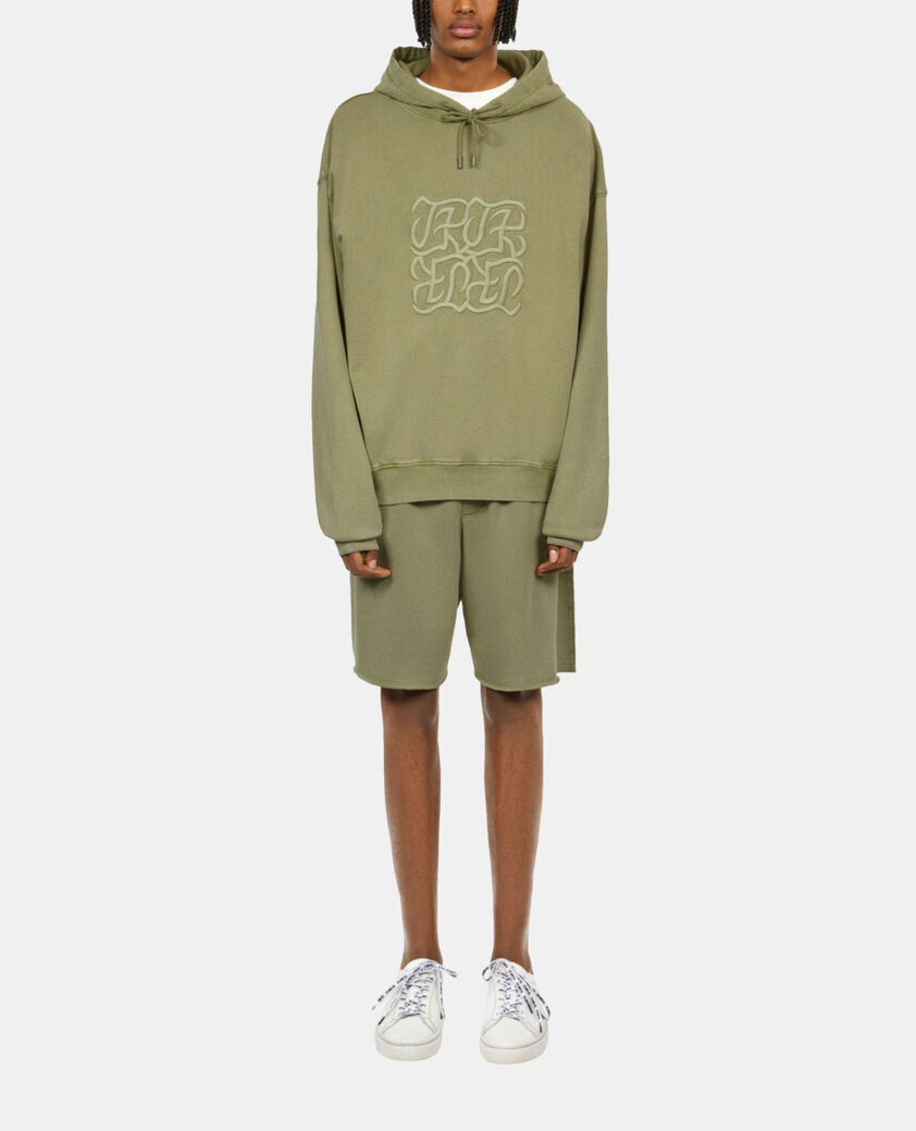 The Kooples MEN KAKI GREY light green hoodie with logo embroidery