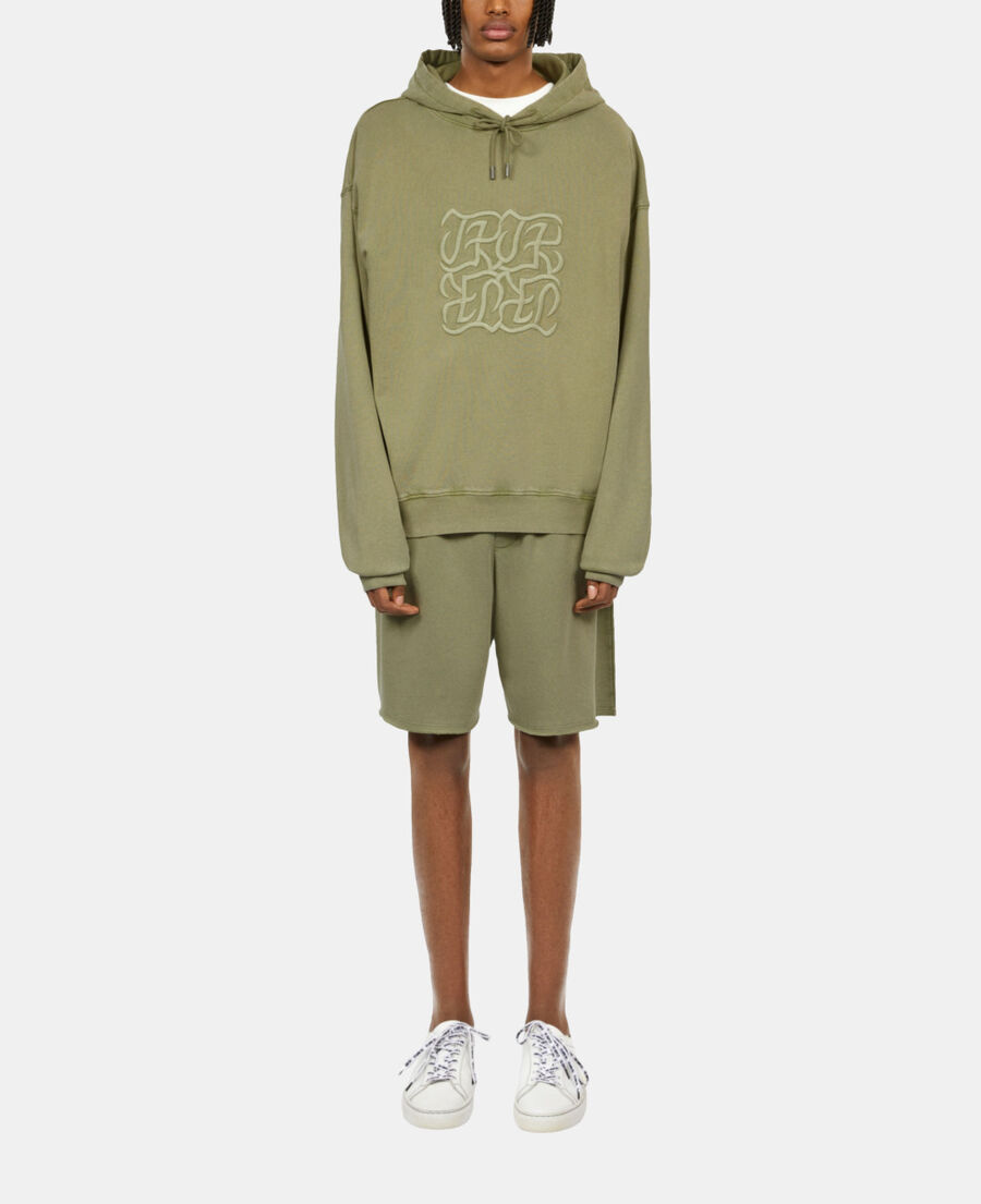 The Kooples HOMME KAKI GREY sweatshirt &agrave; capuche avec broderie logo vert