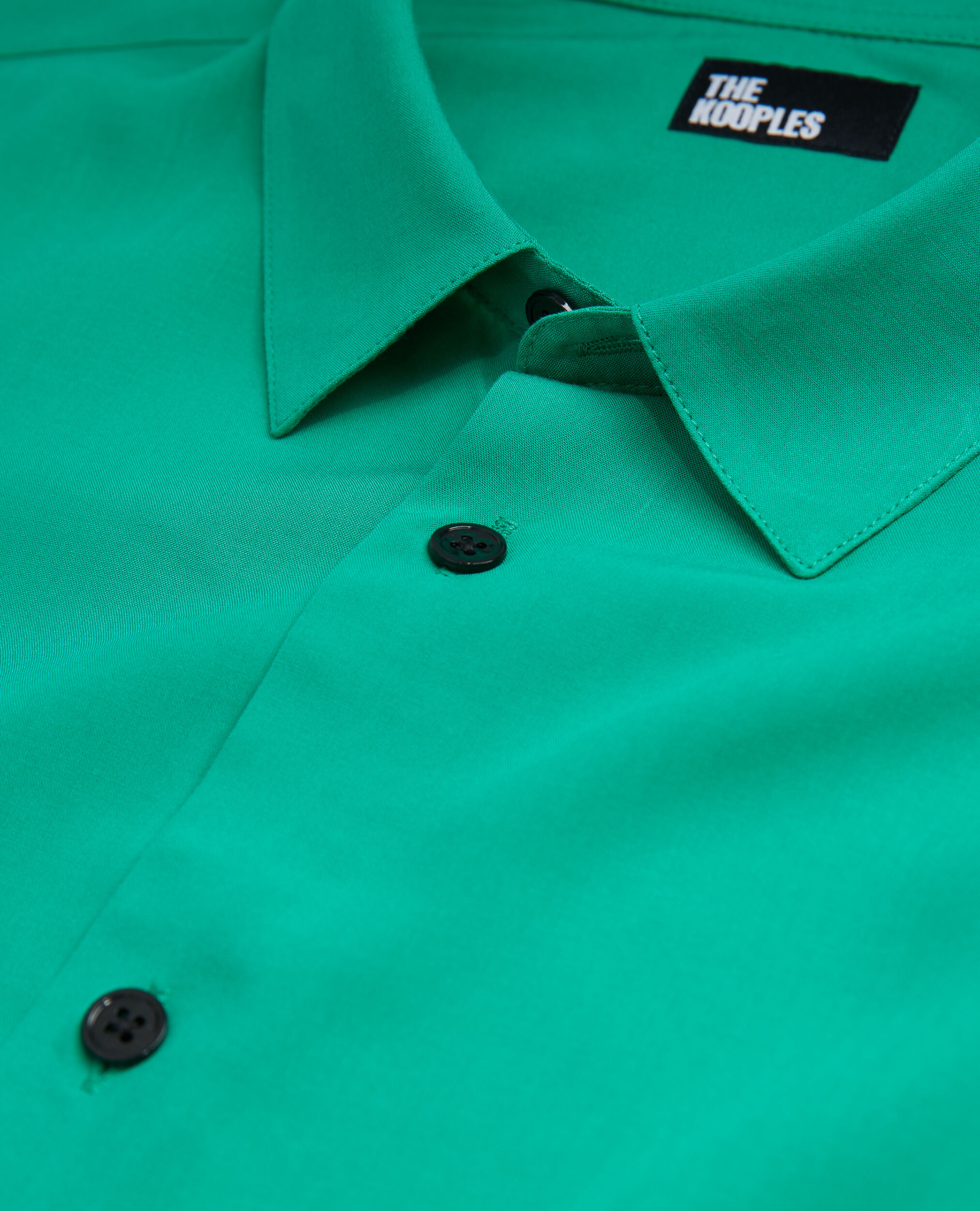 Classic collar green shirt, GREEN, hi-res image number null