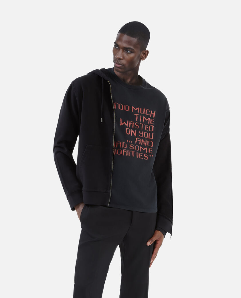 The Kooples HOMME BLACK WASHED t-shirt avec sérigraphie effet tricot noir