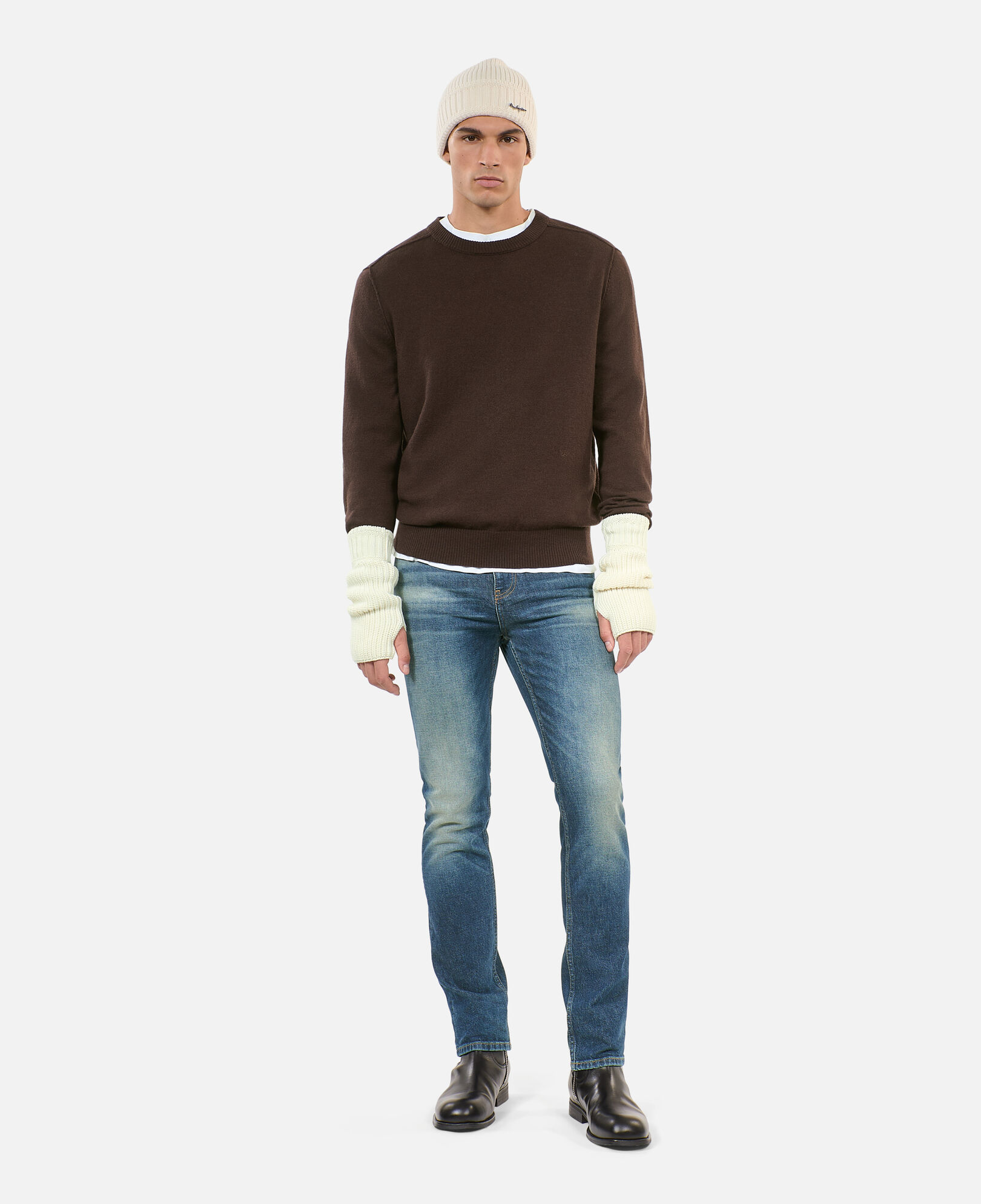 The Kooples HERREN DARK BROWN brauner wollpullover