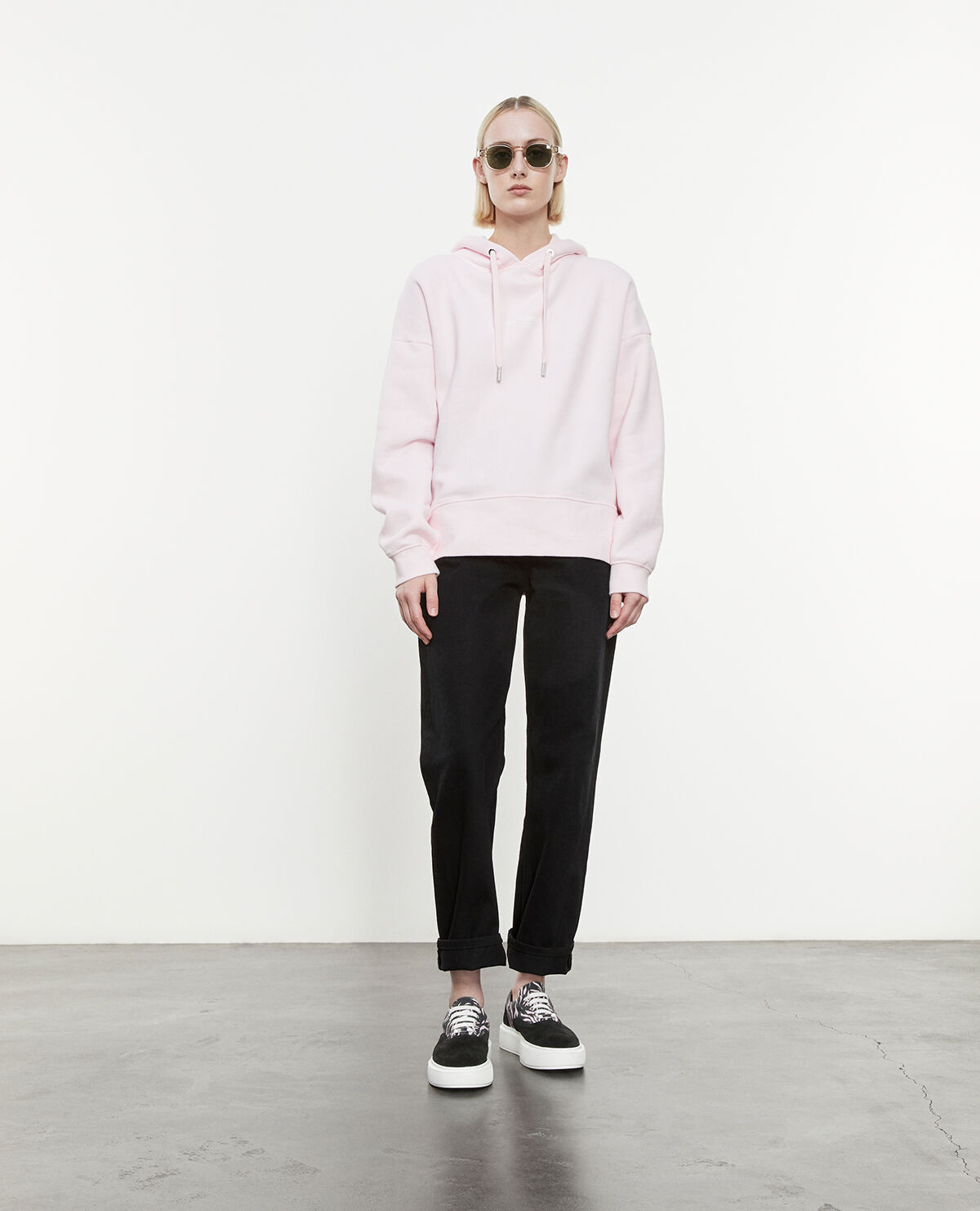 Pink hoodie with printed logo