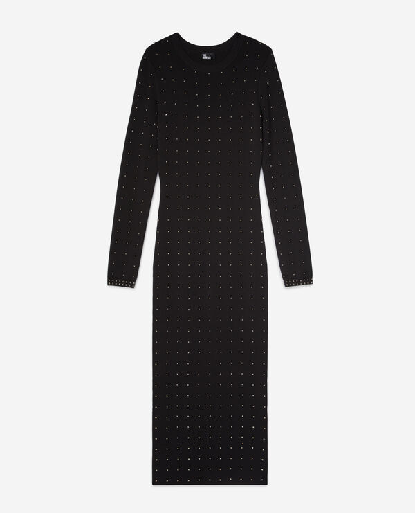The Kooples WOMEN BLACK long black dress with spikes